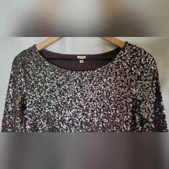 J. Crew Top Womens Size XS Gray Sequin 3/4 Sleeves Going Out Concert Swiftie - Picture 3 of 7